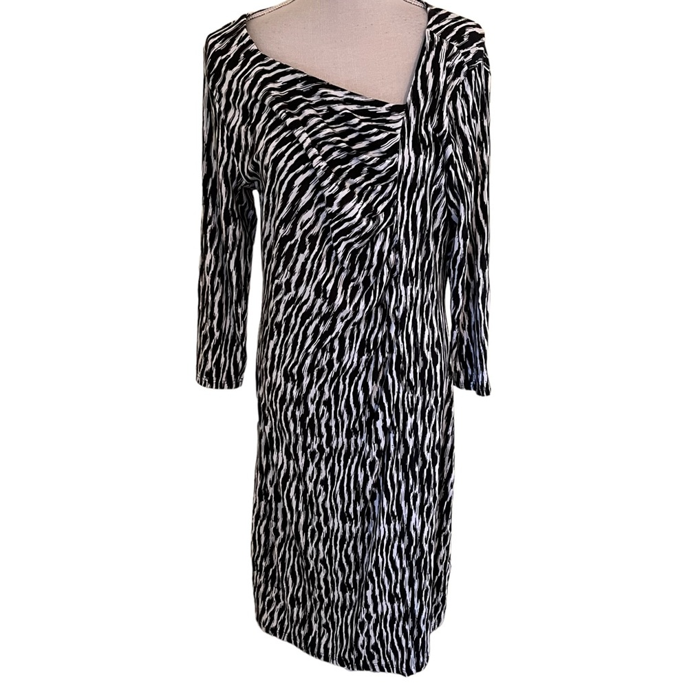 Pendleton Black and White Zebra/Ikat Print Soft Knit Dress XL